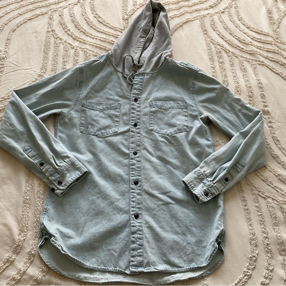 PacSun Denim Shirt with Gray Hood